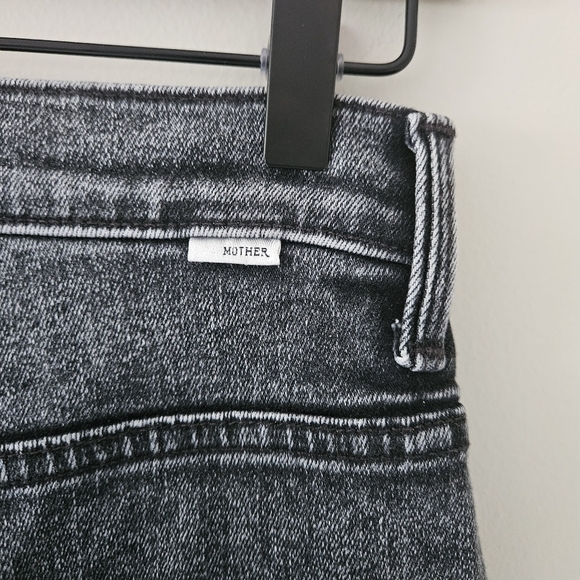 Mother Black Dark Wash Wide Leg Cropped Jeans - Picture 9 of 12